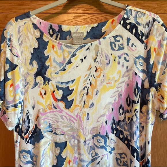 Chico’s Colorful ( blue/pink/white )Patterned dress size 1=medium - Picture 3 of 7